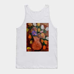 Some abstract mixed flowers in a metallic vase Tank Top